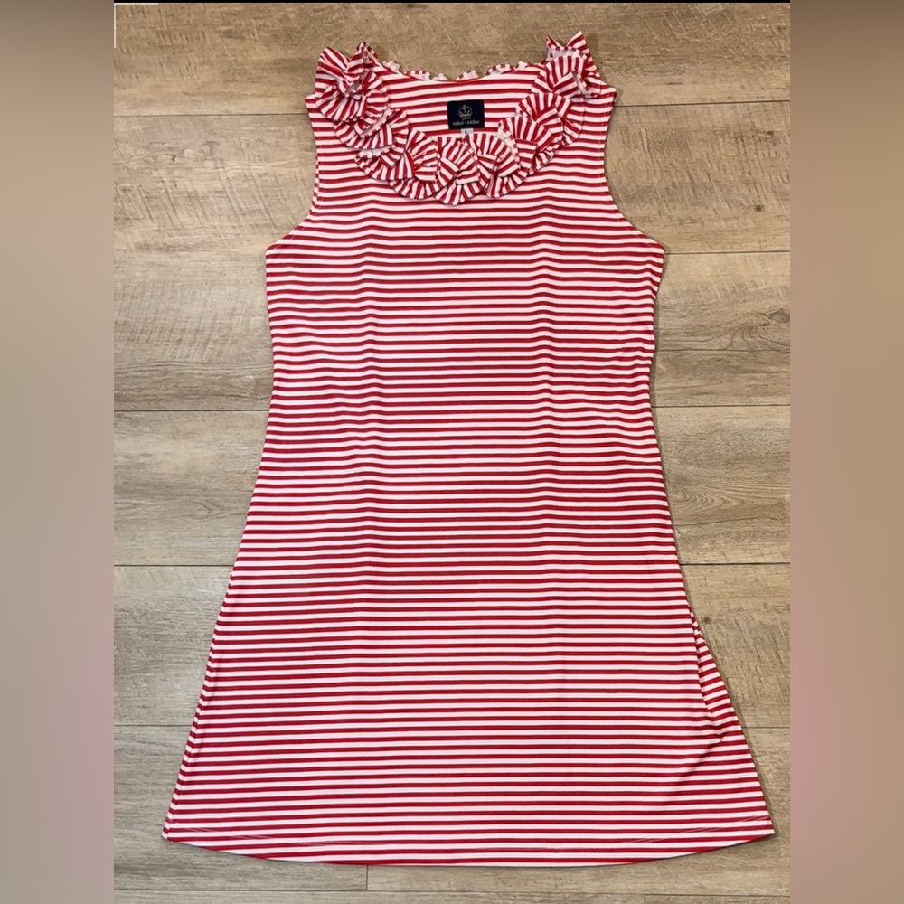 Sailor Sailor Cricket Nylon/Spandex Sleeveless Ruffled Neck Dress Size Large